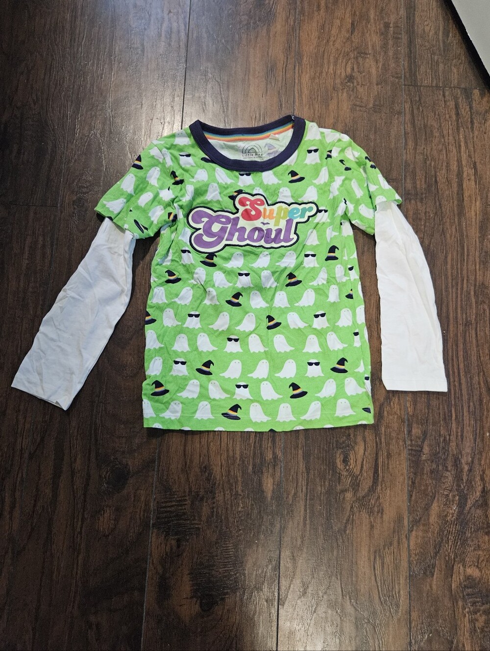 Little Bird By Jools Oliver Kids 'Super Ghoul' Green Layered-Look Long Sleeve